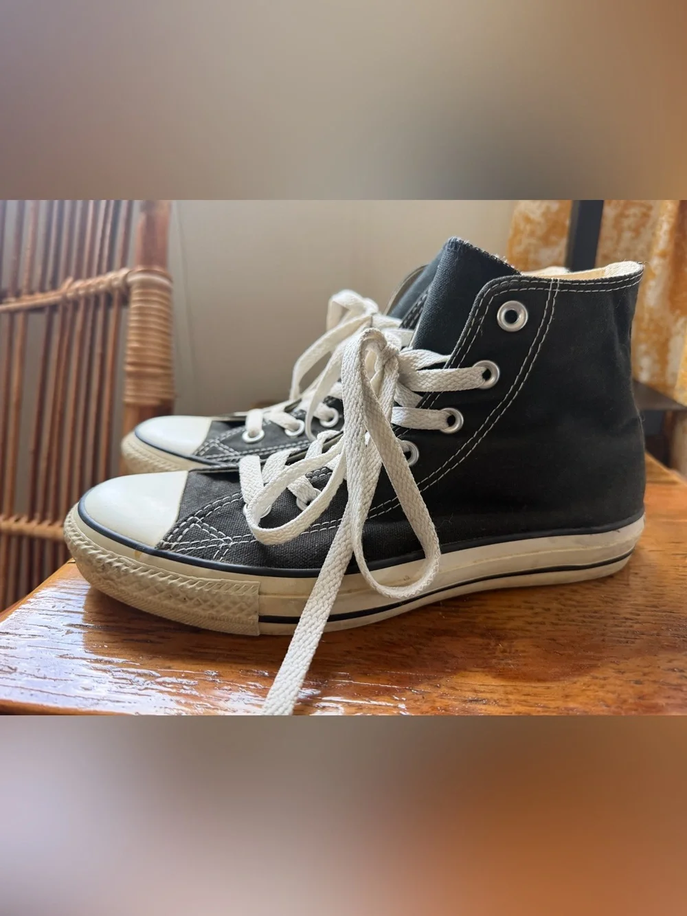 Converse High Top Sneakers - Black with White Accents - Picture 3 of 6